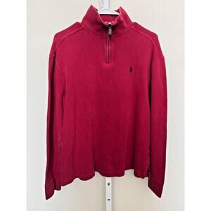 Polo Ralph Lauren Sweater Mens Small Quarter Zip Pullover Red Pony Ribbed